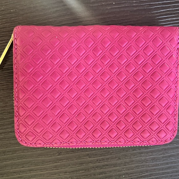 Tory Burch leather zip card holder/coin with chain key - hot pink - Picture 3 of 5